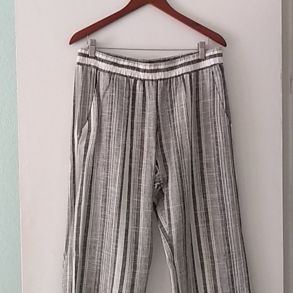 Drew linen mix wide leg summer striped pants - Picture 2 of 5